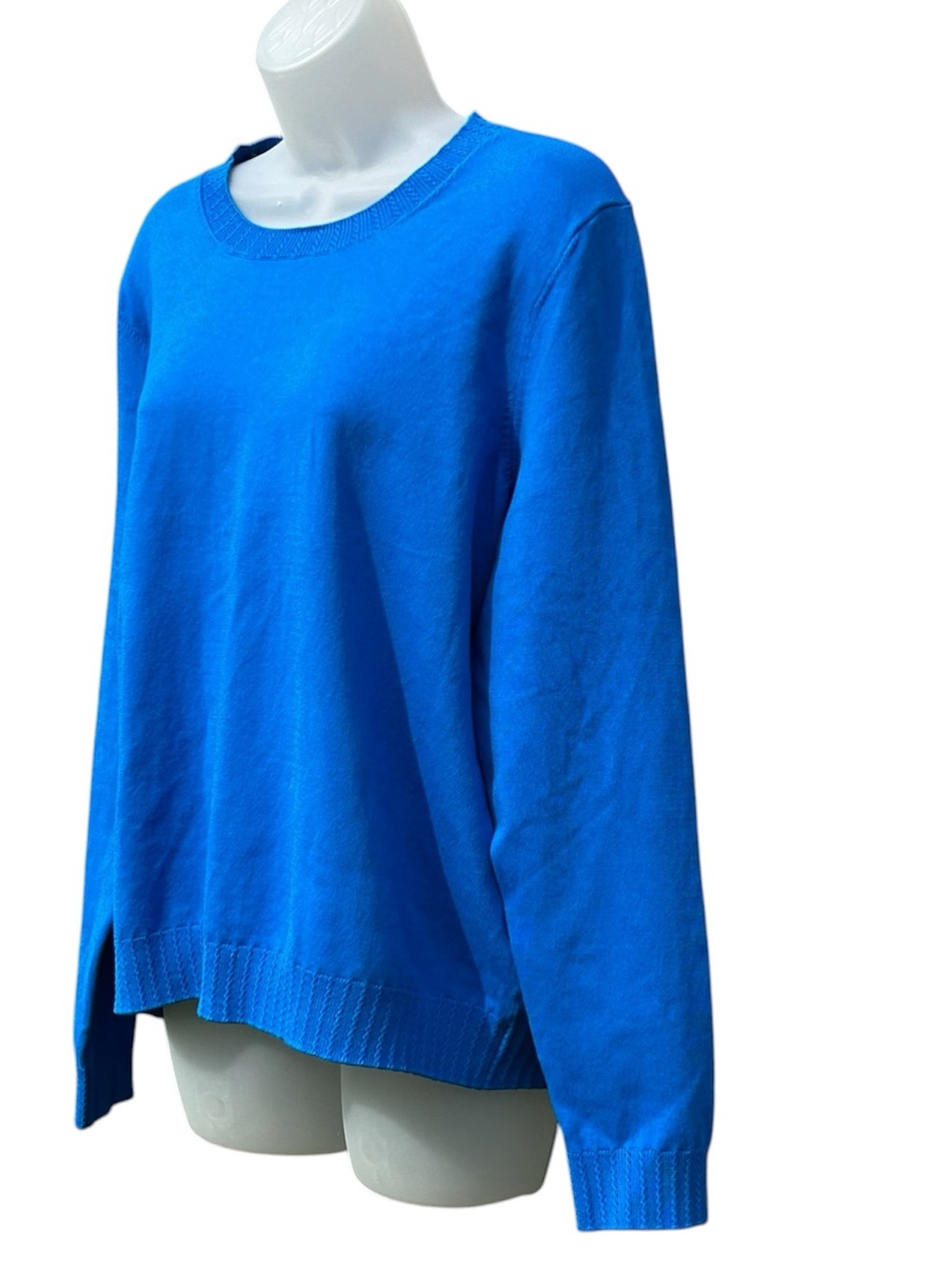 BODEN Women Size L Emilia Kingfisher Blue Cotton Blend Knit Crew Neck Sweater. - Picture 3 of 9